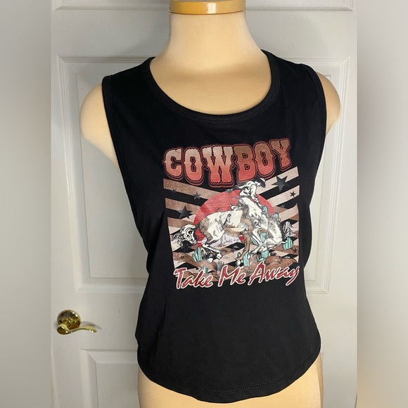 Black Tank Top | Cowboy Take Me Away Graphic | Western | Coastal Cowgirl L - Picture 5 of 5
